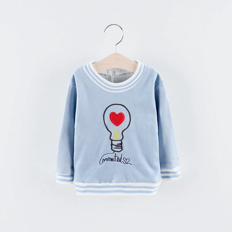 New Autumn spring baby's boys Kids children Cartoon light bulb embroidery long-sleeve o-neck Tops basic t-shirt C398 |