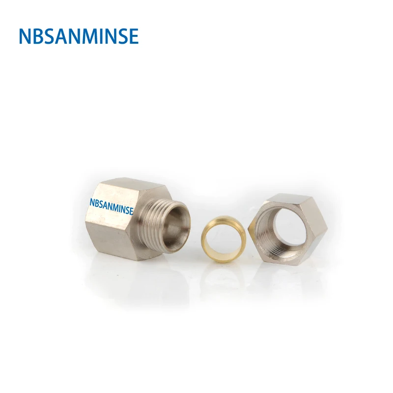 NBSANMINSE 10 шт./лот KF 1/8 1/4 3/8 1/2 соединитель компрессионный латунный фитинг резьба Rc