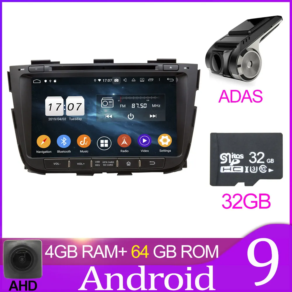 64GB with ADAS Owtosin 2 Din Android 9,0 Автомобильный DVD Радио для Kia SORENTO 2012 2013 Автомобильный мультимедийный gps навигатор 4 Гб ram 32 Гб rom - Цвет: 64GB with ADAS