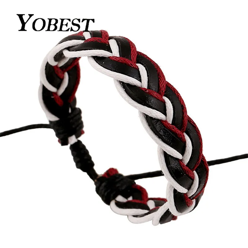 YOBEST 2018 Новые 2 цвета крутые Кожаные плетеные браслеты ручной работы для мужчин и
