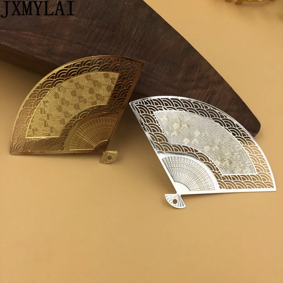 JXMYLAI 50*80 мм медный ручной вентилятор филигранные цветочные обертки шармы