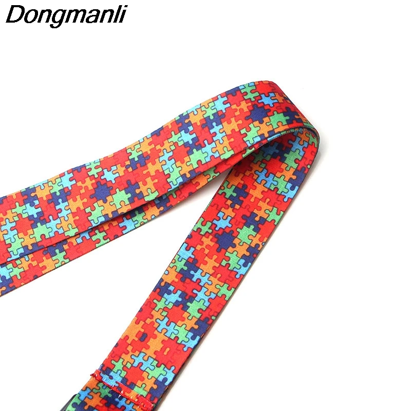 P2802 Dongmanli осознание аутизма головоломки бейдж со шнурком ID ремешки Аксессуары для мобильных телефонов/веревка Шеи Брелок