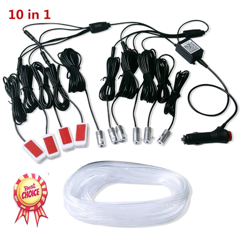 Светодиодсветодиодный ленсветильник RGB 10 в 1 для украшения интерьера автомобиля