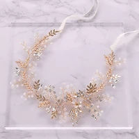 fashion gold rhinestone crystal bride hairbands pink flower leaf headband tiara headdress wedding hair jewelry accessories sl