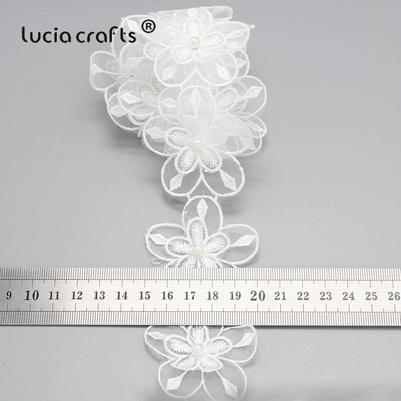 Lucia crafts, 1 ярд/партия, много вариантов, Белая Кружевная повязка на голову с вышивкой, бант для волос, подарочная упаковка, аксессуары ручной работы R0707