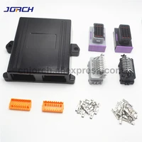 1 kits 24 pin way black aluminum 2 hole car lpg ecu controller case with matching connectors