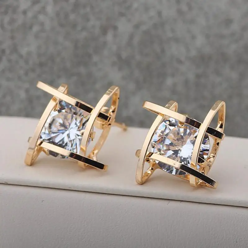 Новые Элегантные Очаровательные черные квадратные серьги гвоздики со стразами