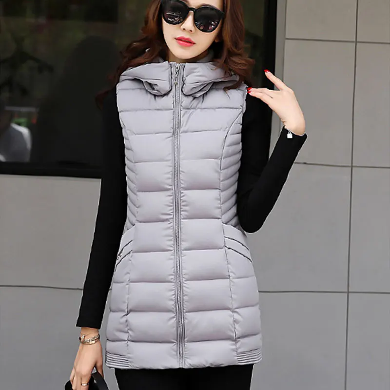 Thickened Women Cotton Vest 2017 Autumn And Winter Hooded Warm Jacket Leisure Wind Colete Feminino ls367 | Женская одежда