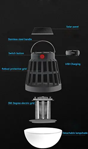 Elecstars Москитная лампа Солнечная USB зарядка уличный дорожный Ночной светильник
