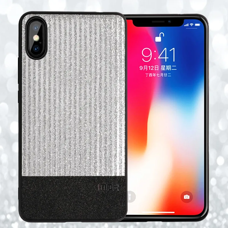 Mofi для iphone X чехол Крышка корпуса ля iphone x Блестящий Золотой для iphone X чехол - Цвет: Black