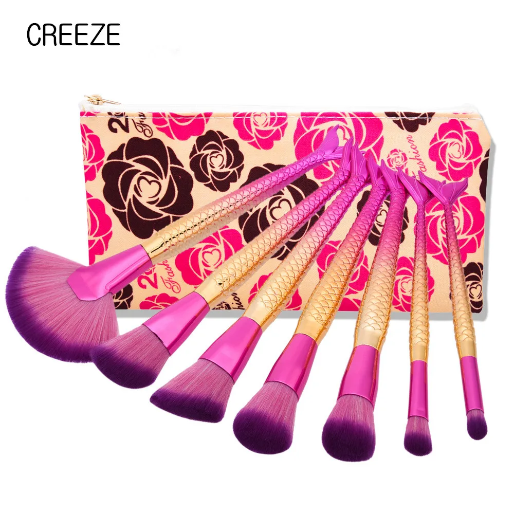 7 шт. Русалка Макияж Кисточки комплект Основа для макияжа лица косметический