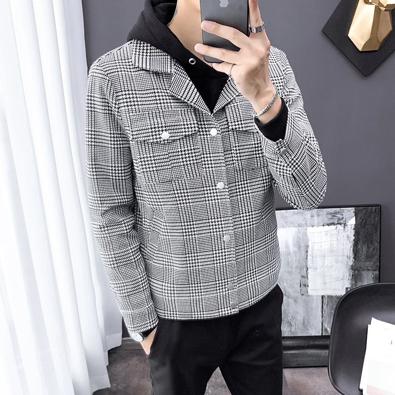 2019 Новая Осенняя клетчатая куртка Мужские Молодежные Корейская версия