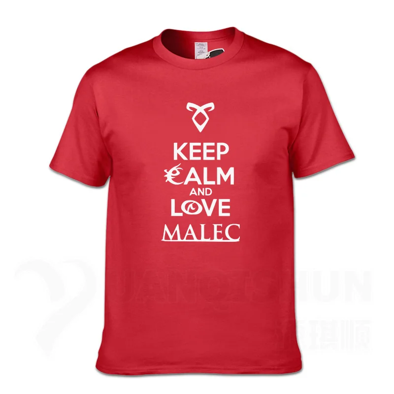 Keep Calm And Love Malec/Новинка года; футболка с охотниками в виде теней; модные летние топы 16 цветов; хлопковая хипстерская футболка с круглым воротником - Цвет: Red 1
