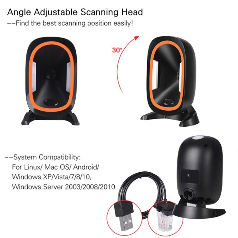 Сканер штрих кода 2D сканер QR считыватель карманный сканирующий инструмент для