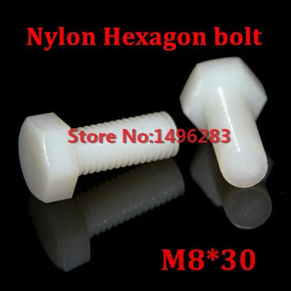 

100PCS M8*30 Nylon Hexagon Bolt Metric Threaded Hex Head Set Screw