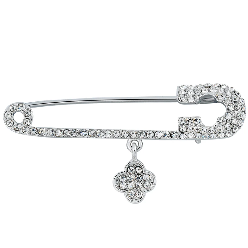Siirola Vogue простой Для женщин Silver-цвет брошь ювелирные изделия Rhinestone Клевер шарф