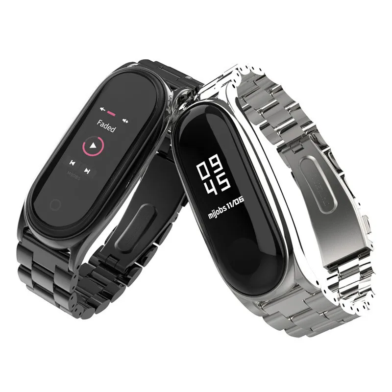 Высокое качество Смарт часы ремешок для Xiaomi mi band 3 браслет из нержавеющей стали с