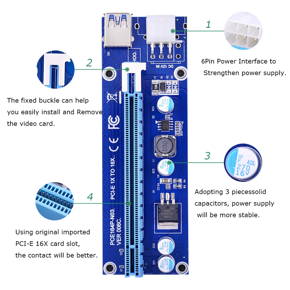 CHIPAL Mini PCI E к 16X Райзер карта 0 6 м USB 3 кабель для EXP GDC ноутбука внешняя видеокарта