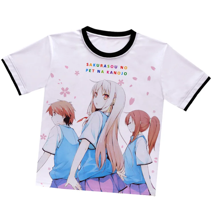 Футболка для активного отдыха с аниме девушка сакурасоу маширо Шиина белая