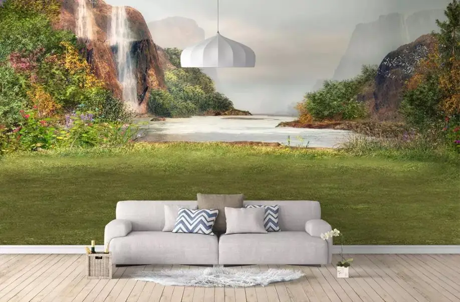 Пользовательские 3d обои Idyllic водопад для гостиной спальни на стену большая