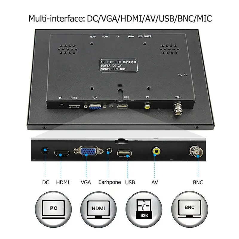 Electro Raspberry pi Сенсорный экран 10,1 дюймов Дисплей ips ЖК-дисплей 1280x800 FULL HD монитор TFT VGA ЖК-дисплей HDMI Встроенный 3 дюймов Динамик