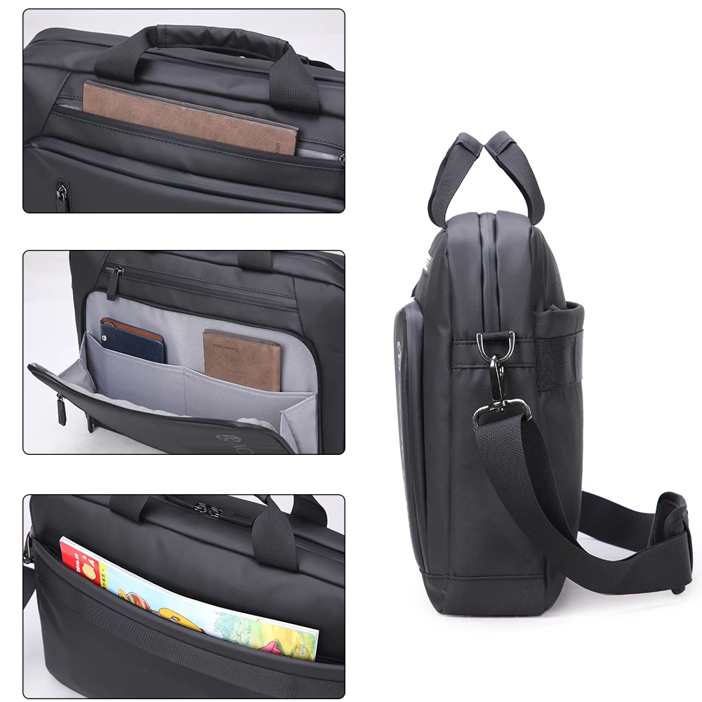 Aoking New Black Nylon Men's Bag Briefcase for Laptop Portable Business Briefcase for Documents Large Capacity Messenger Bag Boy