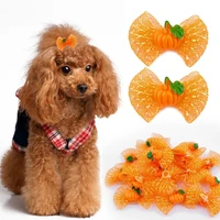 50pcs fallautumnthanksgiving pet dogs hair bows dog pumpkin bowknot bows hair accessories dog grooming pet products
