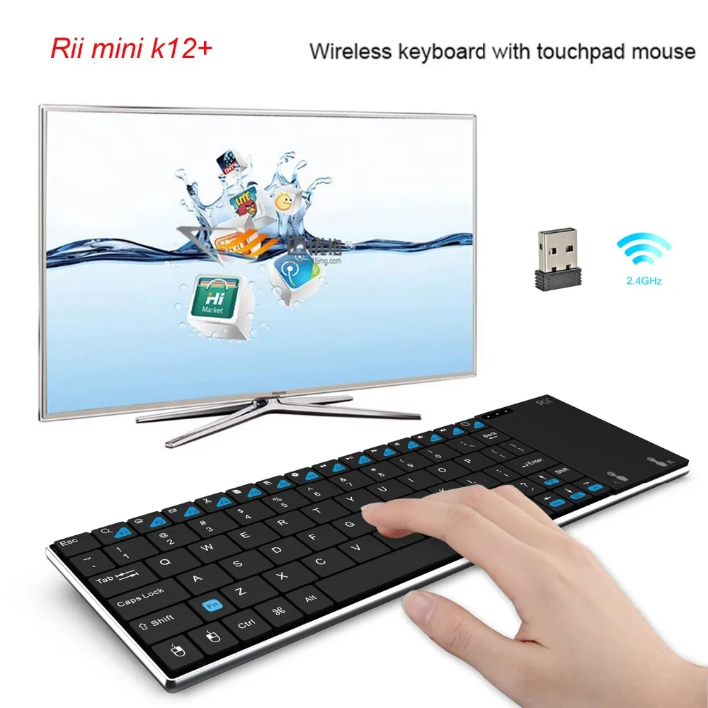 Новая версия Rii Мини K12 плюс оригинальный ультра-тонкий алюминиевый + qwerty-тачпад
