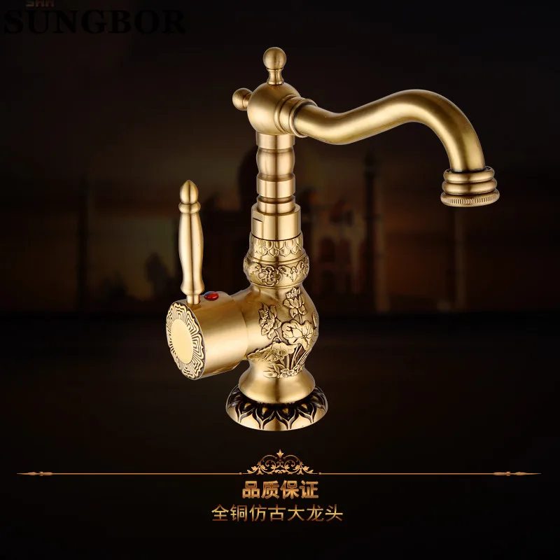 New Arrivel Deck Mounted Single Handle Bathroom Sink Mixer Faucet/ crane/ tap Antique Brass Hot and Cold Water CA-9904 | Обустройство