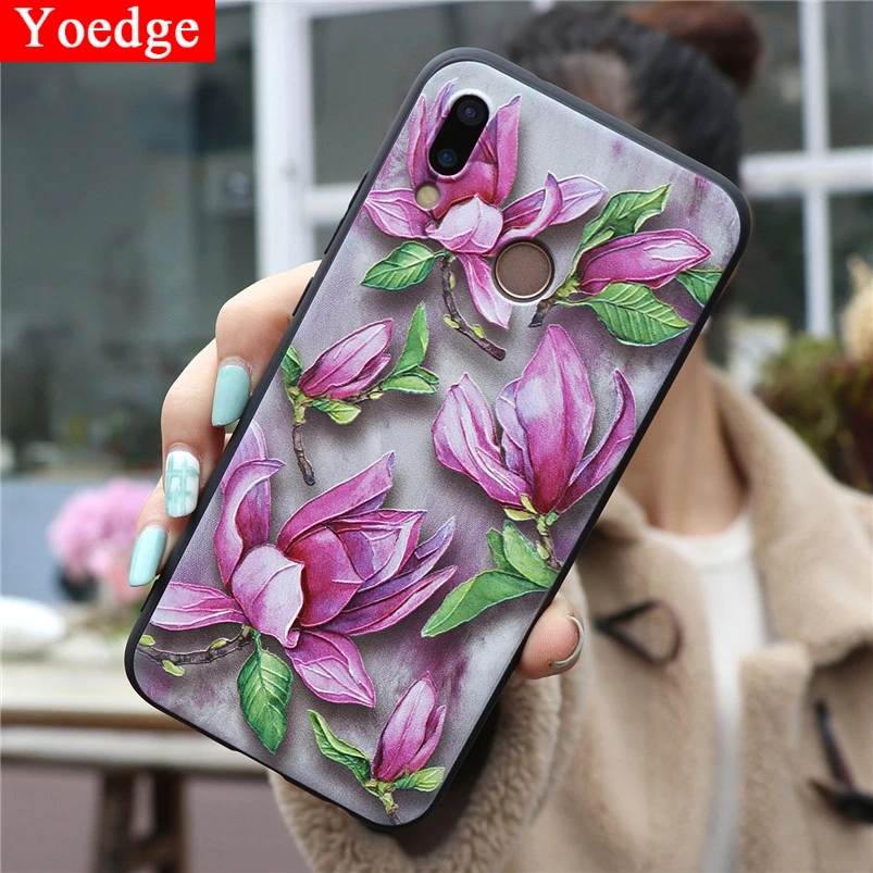 3D цветок чехол с тиснением для huawei Y5 Y6 Y7 рro рrime Y9 Honor 6A 7A 7X 8A 8X9 10 вид 20 Lite 10i 20i играть чехлы из ТПУ