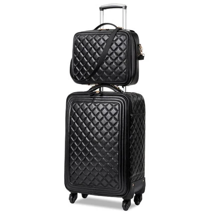 20 inch a set LeTrend Высококачественная Роскошная брендовая сумка на колёсиках, набор, Спиннер, высокая емкость, тележка, Ретро стиль, из искусственной кожи, 16/20 ', чемодан на колесиках - Цвет: 20 inch a set