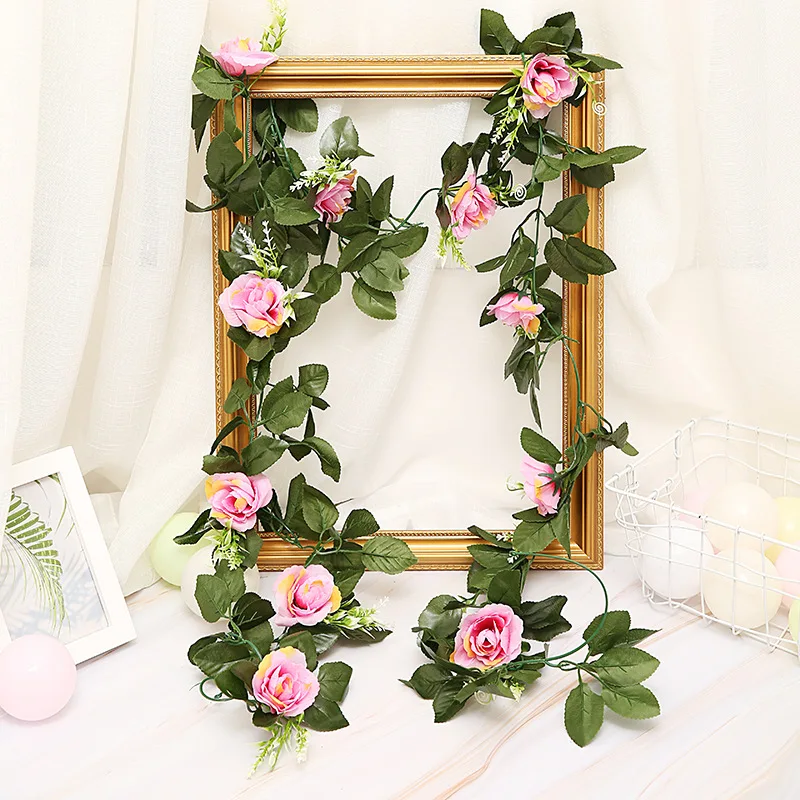 11/13heads 240cm Artificial Flowers Vine Home Wedding Garden Decor Rose Fake Rattan String Festival Hanging Silk flower | Дом и сад