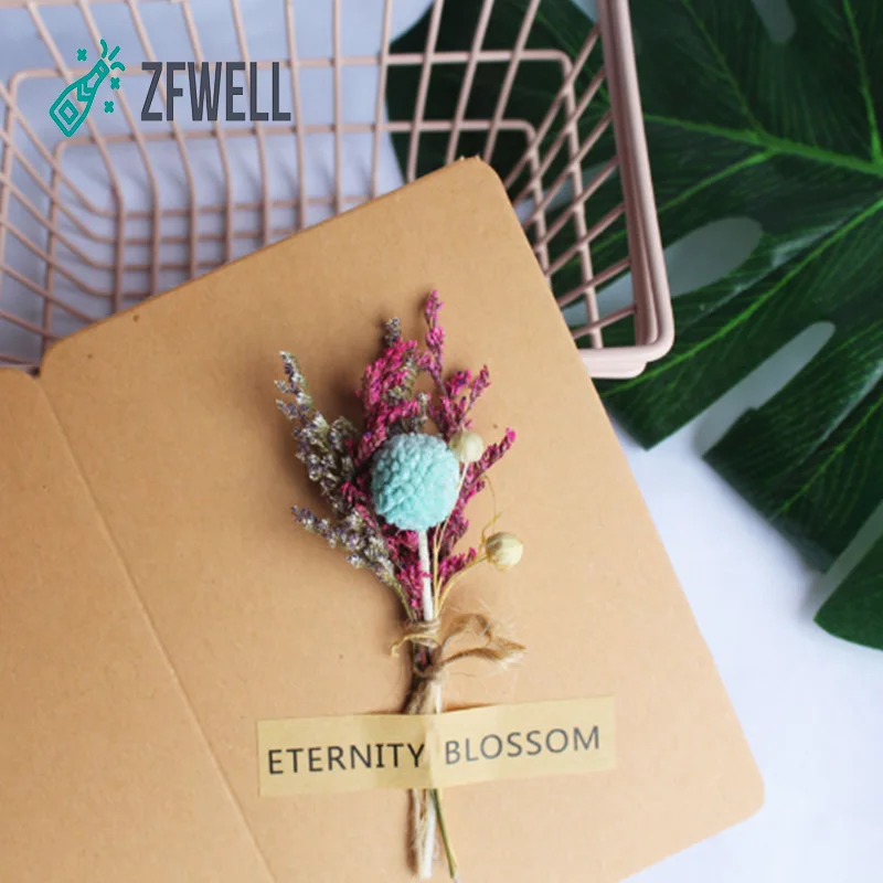 ZFWELL 5 шт./лот ручной работы из крафт-бумаги forget-me-Not сушеный цветок сочетание Складные Карты Приглашение Свадьба День Рождения Вечеринка gree9