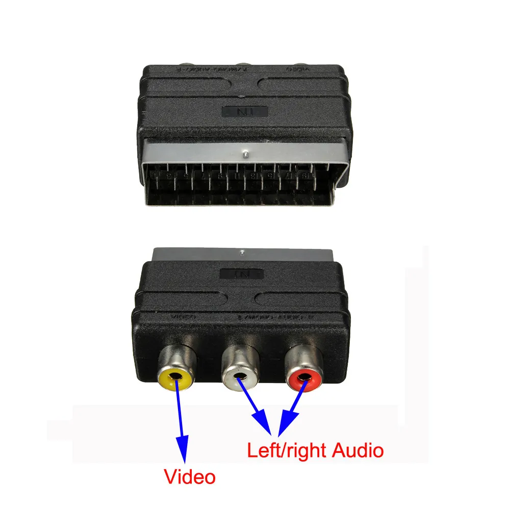 Адаптер штекер scart папа на 3 RCA Phono мама AV адаптер преобразователь вход для ТВ DVD VCR