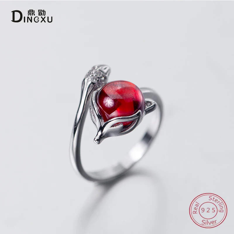 Женское кольцо из тайского серебра 100% пробы с красным Цирконом | Украшения и