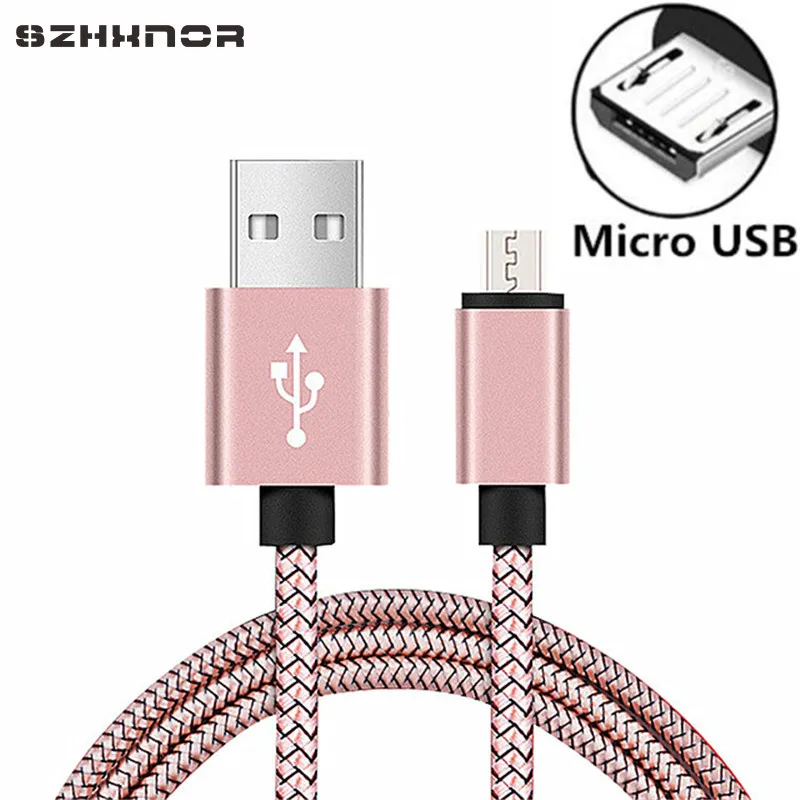 Короткое нейлоновое Micro USB зарядное устройство 2A быстрая зарядка для Samsung Galaxy