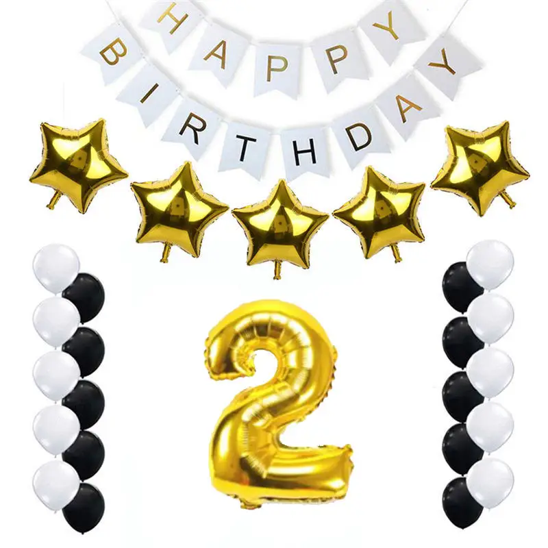 Набор воздушных шаров на день рождения для детей 2 лет латексные шары с номером