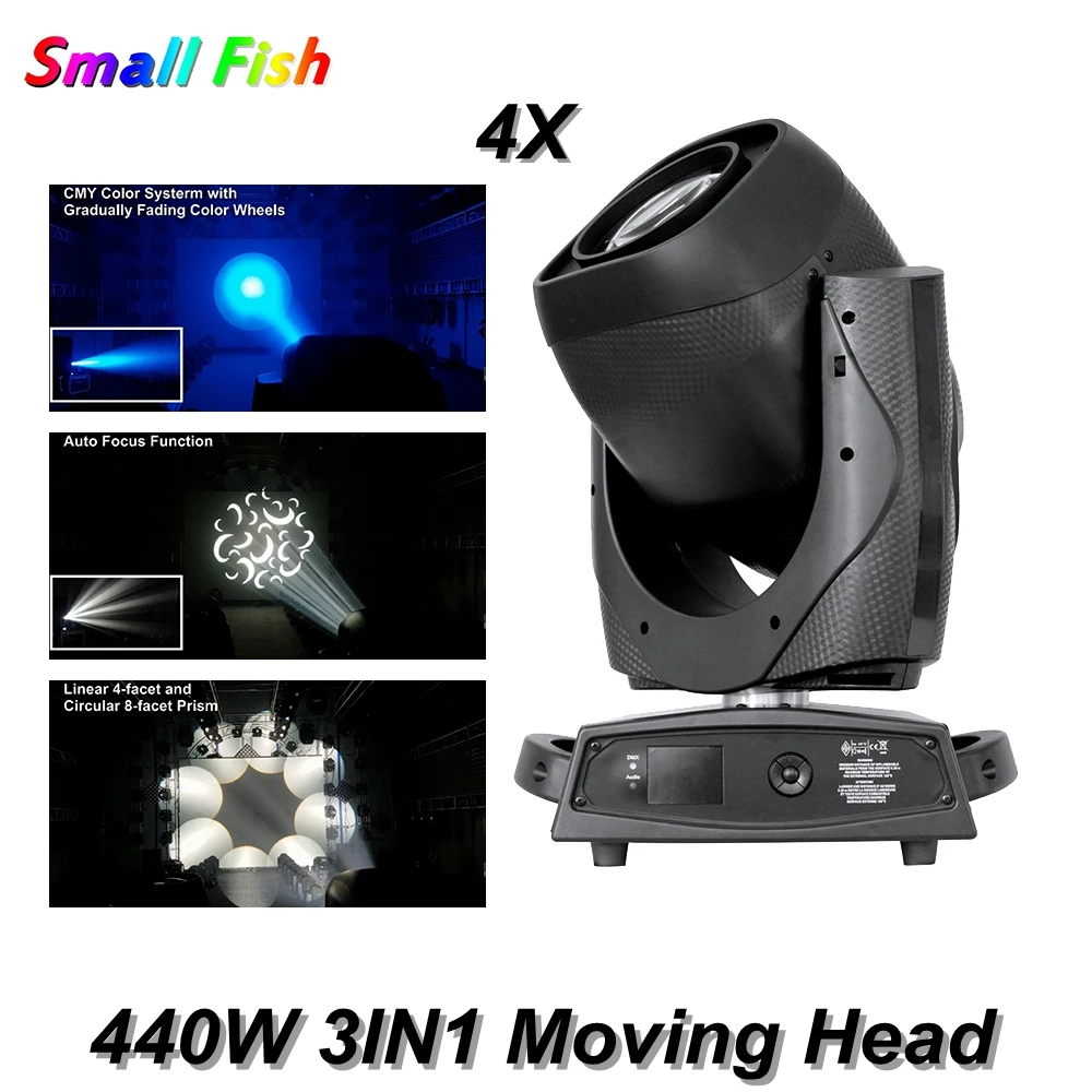 Beste 4 Stks/partij Kleur Muziek Licht 440W 3IN1 Moving Head Lights Lier DMX512 Strobe Disco Disco Wedding Party Bar Nachtclub Moving Head