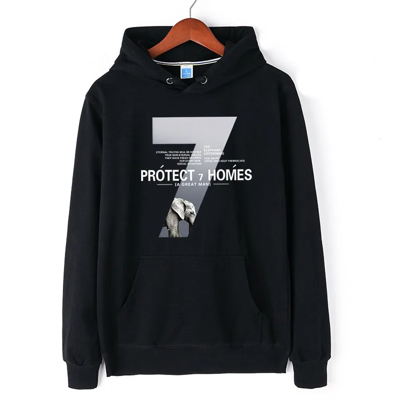

New style 2018 Hoodies Men Long Sleeve Hoodie 7 letter Wolf print Sweatshirt Mens Casual Brand Clothing Hoody Jacket M-4XL