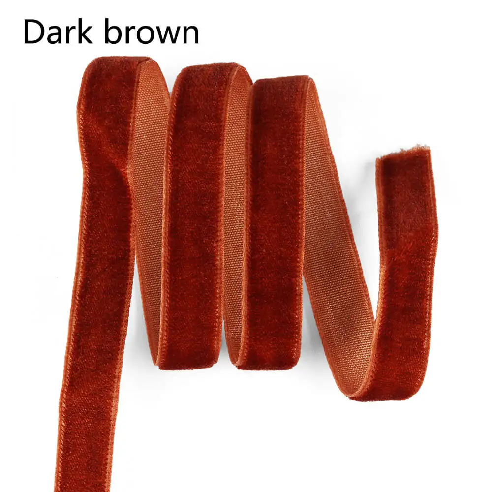Dark brown Цветная лента для заворачивания подарка ручной работы 5 ярдов банты для волос 3/"(10 мм) бархатная лента украшение для свадебной вечеринки DIY рождественская лента - Цвет: Dark brown