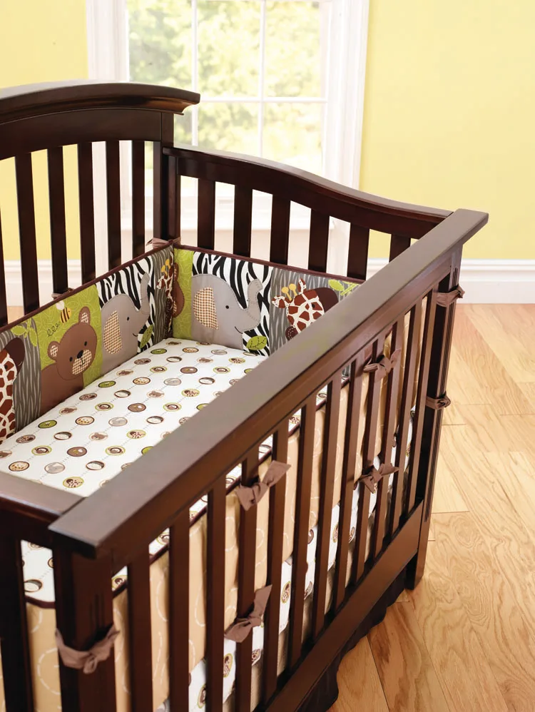 

Promotion! 6PCS Forest Animals Boy Baby Cot Crib Bedding Set ,(4bumper+bed cover+bed skirt)