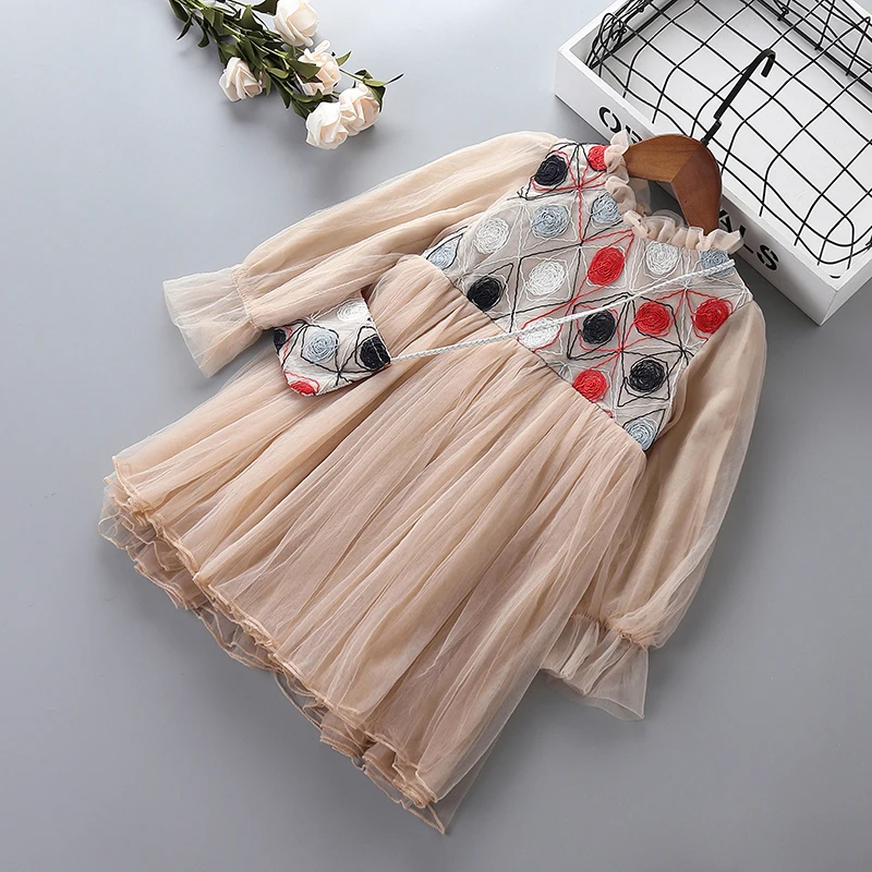 Платье для девочек кружевное с сеточкой и цветком От 2 до 7 лет 2019 | Детская одежда