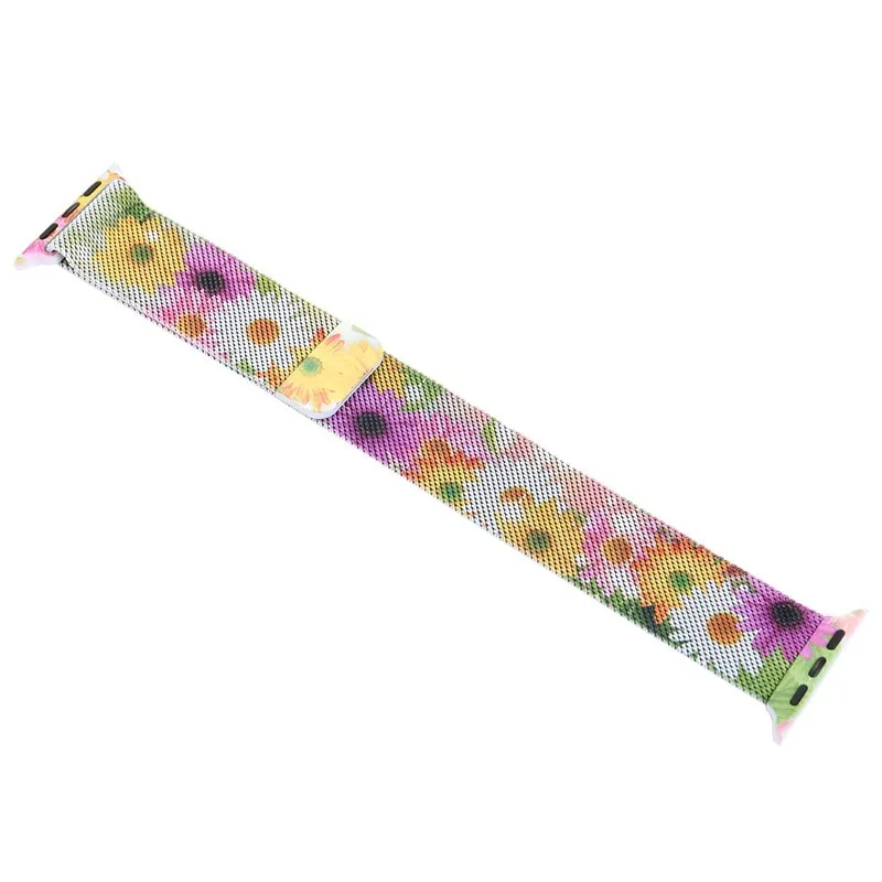 Flower 2 42 мм 38 мм 44 мм 40 мм ремешок для Apple Watch 4 3 2 1 ремешок для IWatch Миланский магнитный браслет из нержавеющей стали Петля аксессуары - Цвет ремешка: Flower 2