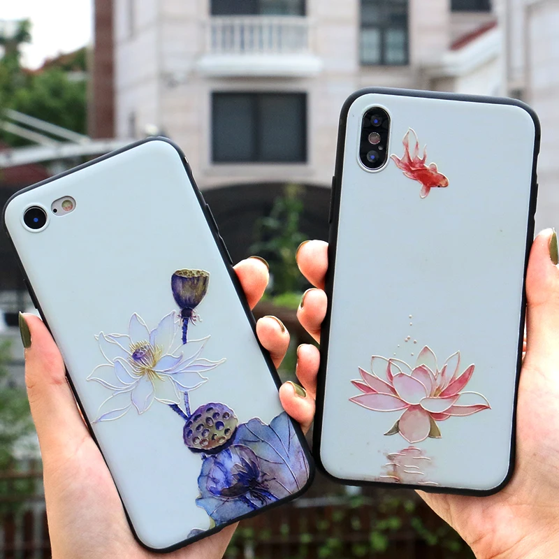 

for iPhone 6 plus 6s plus X 7 plus 8 plus XR XS Max 11 pro Max silicone frosted 3D Embossed carvings Painted phone case