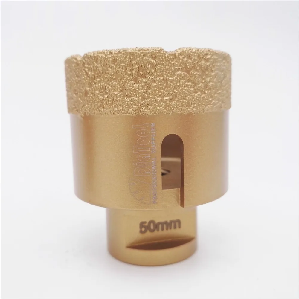 SHDIATOOL диаметр 50 мм M14 вакуумной пайки Diamond Core Bits Профессиональный Керамика бурения бит камень отверстие увидел Diamond сверло