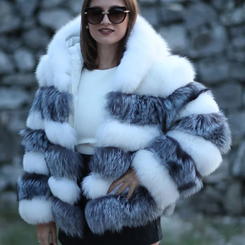 TOPFUR Real Fox Fur Coat Top Grade Whole Skin Womens Coats Winter Park With Natural Thick Warm O-Neck Party Dress Full | Женская одежда