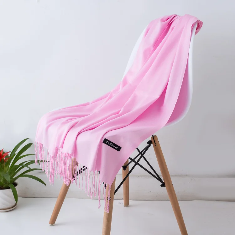 pink Женские шарфы и палантины модные однотонные женские хиджаб палантин пашмины весенние кашемировые шарфы платки - Цвет: pink