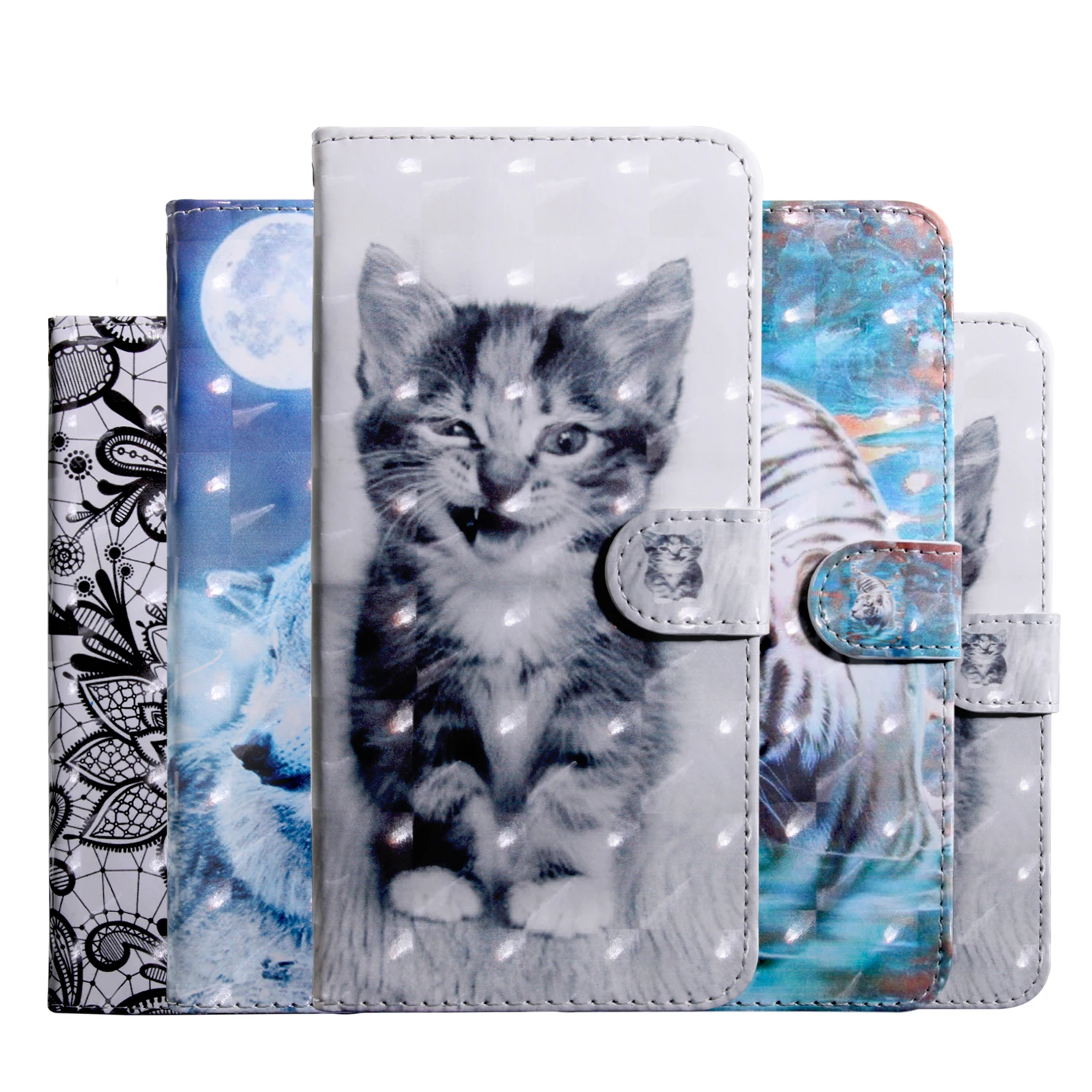 

For Huawei Honor 7C 7X Case 3D Painting Flip Case For Huawei Honor 8X Cover PU Wallet Leather Case Protective Cover