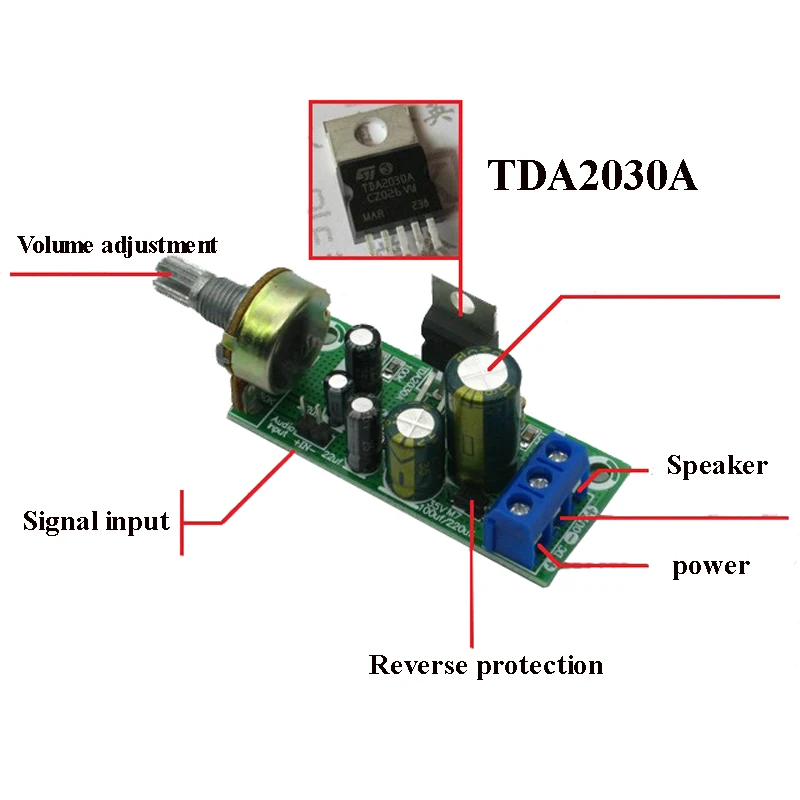 Мини TDA2030A 18 Вт моно DC 9 В 35 аудио Мощность hifi усилитель плата регулируемый объем E2