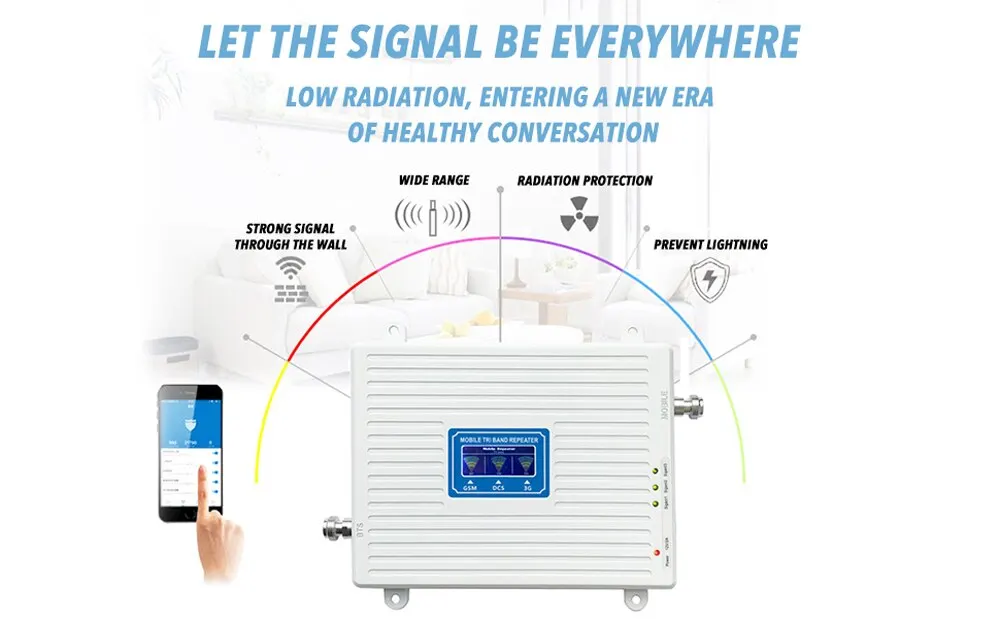 Трехдиапазонный усилитель 110 220 В 900 1800 2100 GSM DCS WCDMA 2G/3G/4G LTE универсальный сигнала